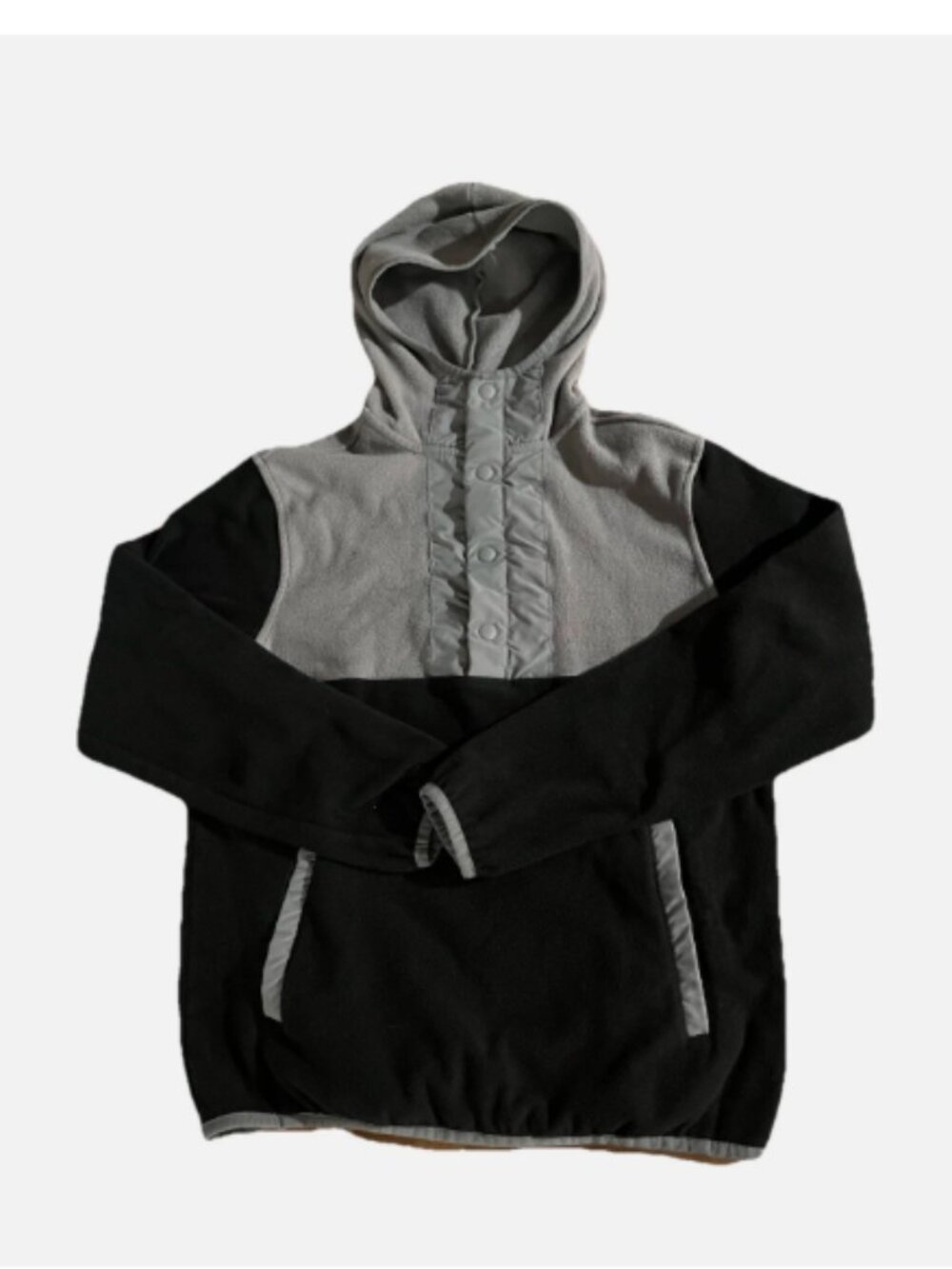 Edgar + Ash Hoodie Mens Small Gray Black Fleece Snap Pullover